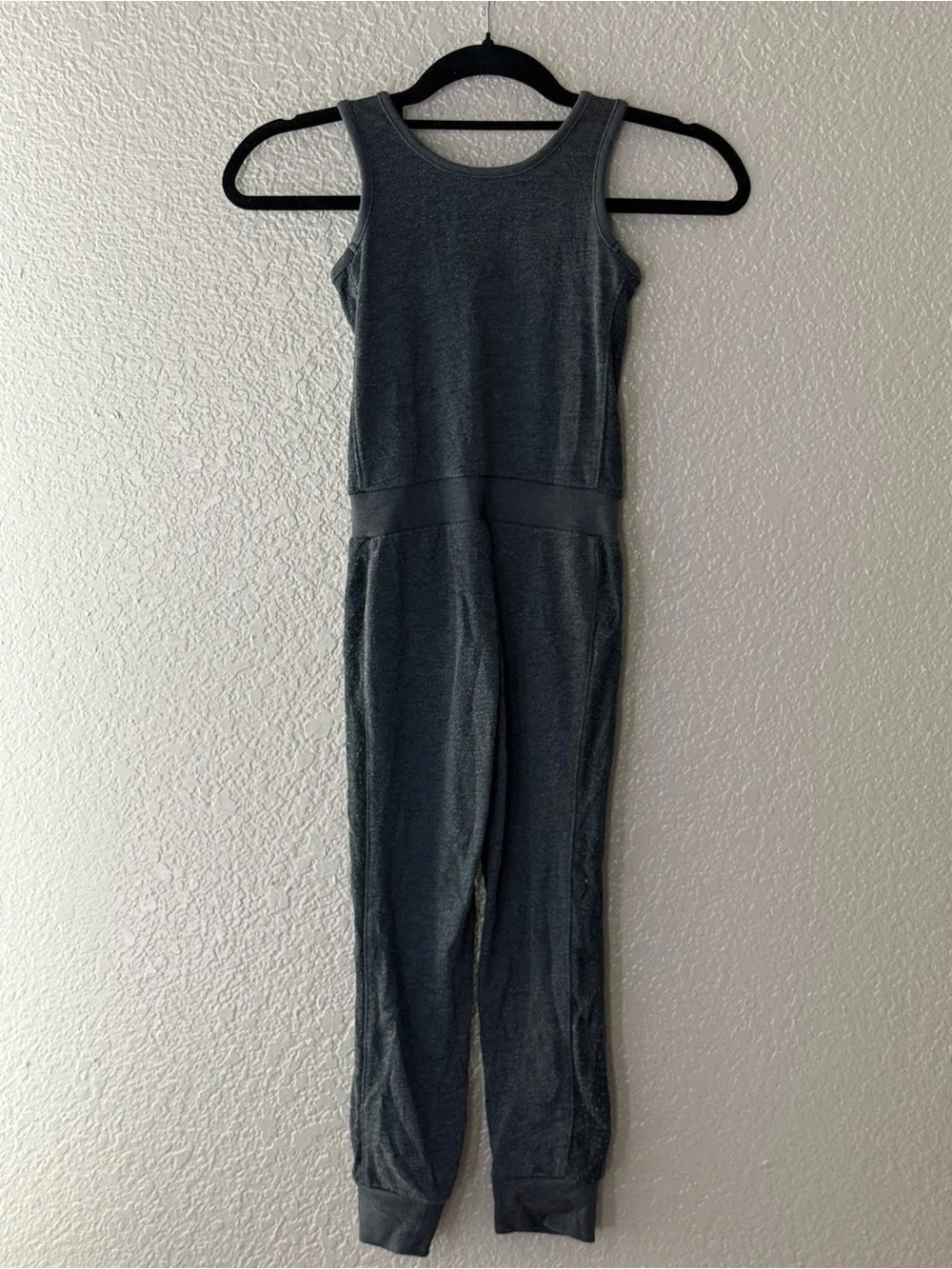 Nike Girls Gray Sleeveless Jogger Jumpsuit Romper Swoosh Pockets Size 6
